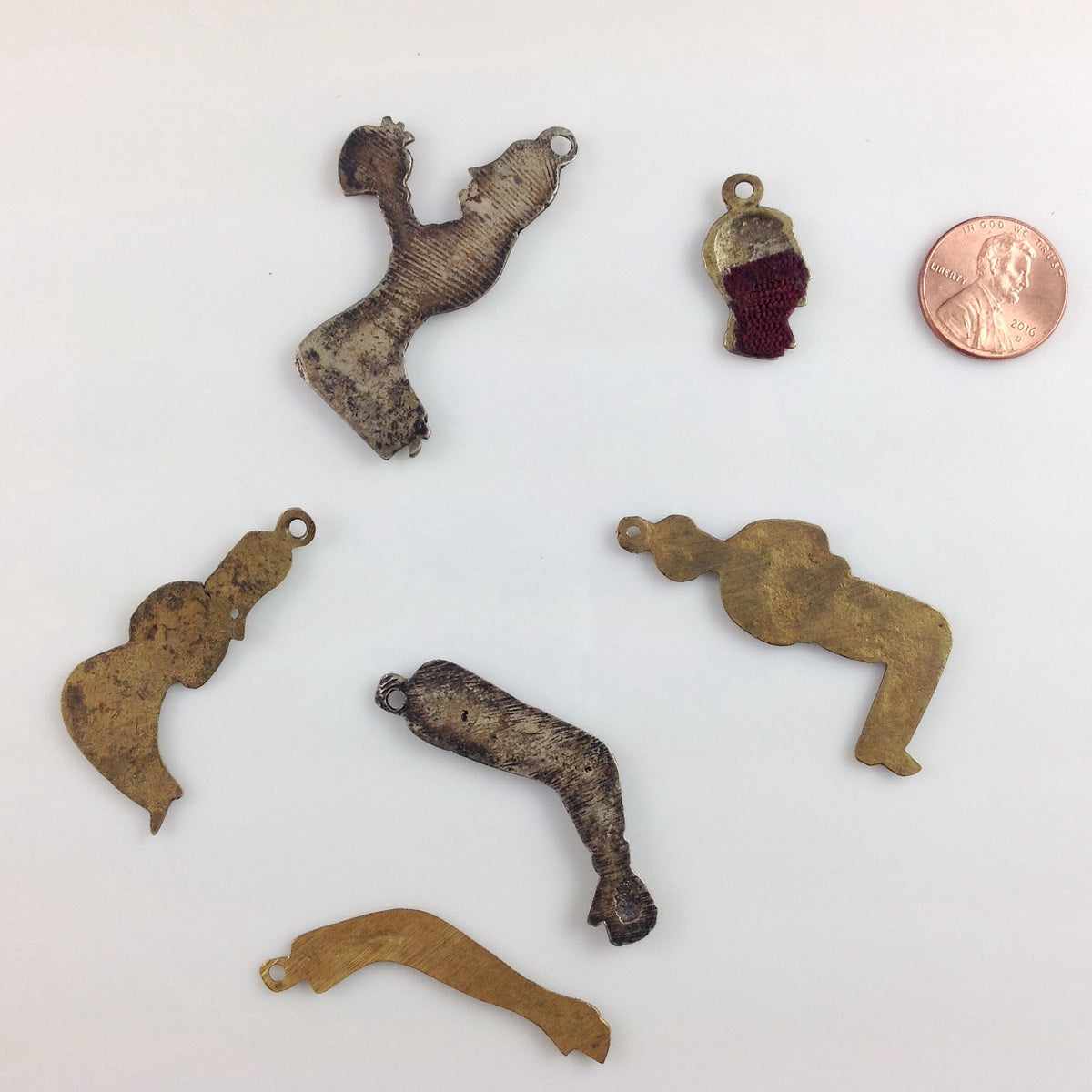 Vintage Mexican Milagros, Small, Group of 6, Metal - Rita Okrent Collection (P611)