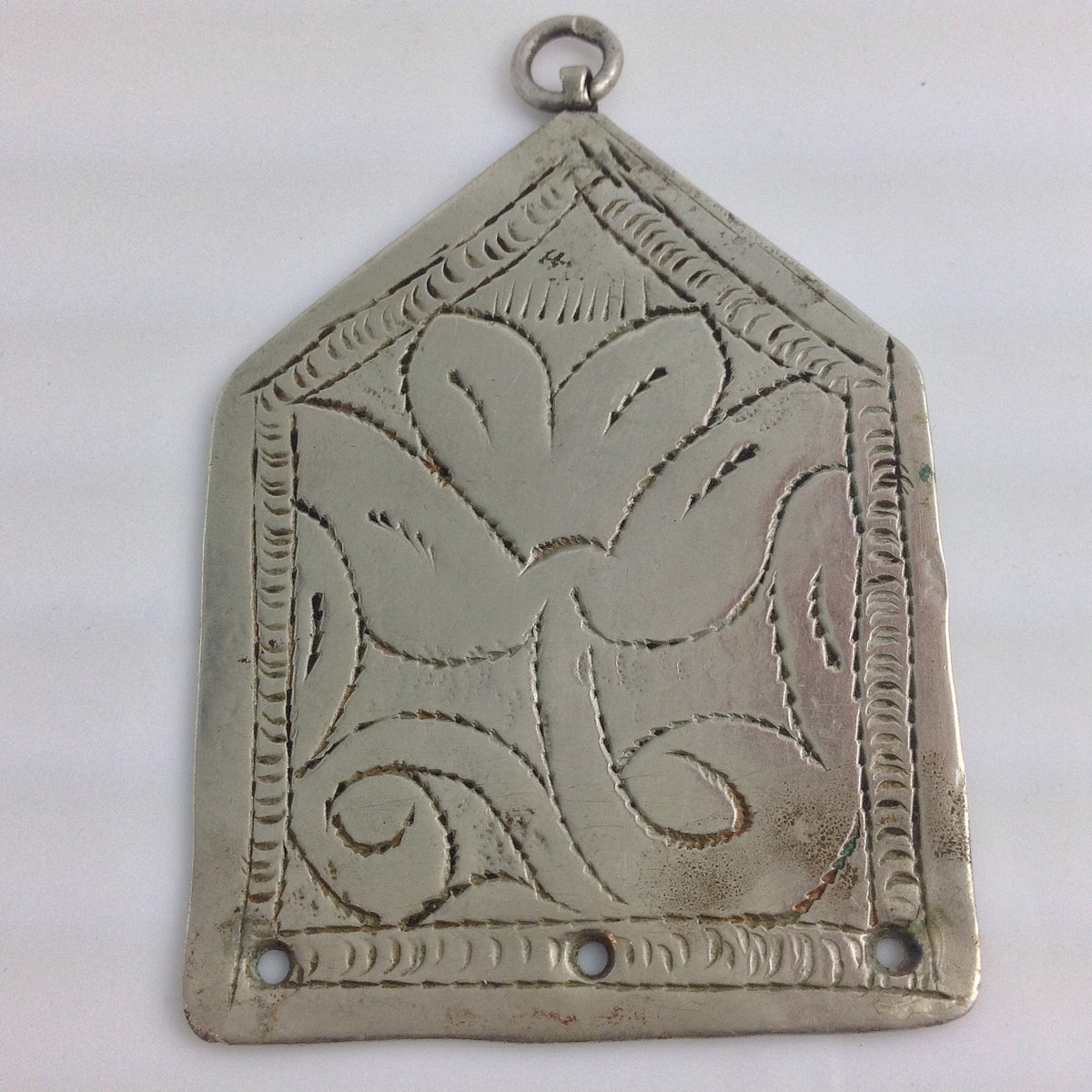 Vintage Siwa Oasis Coin Silver Etched Focal Pendant, Egypt - Rita Okrent Collection (P508)