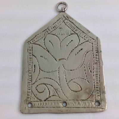 Vintage Siwa Oasis Coin Silver Etched Focal Pendant, Egypt - Rita Okrent Collection (P508)