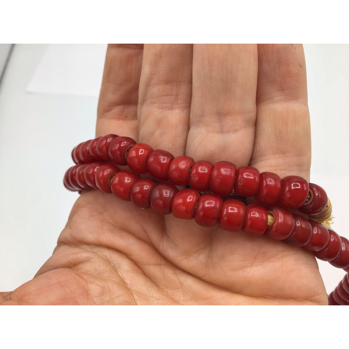 Vintage Red Glass White Heart Beads from the African Trade - Rita Okrent Collection (AT0223b)