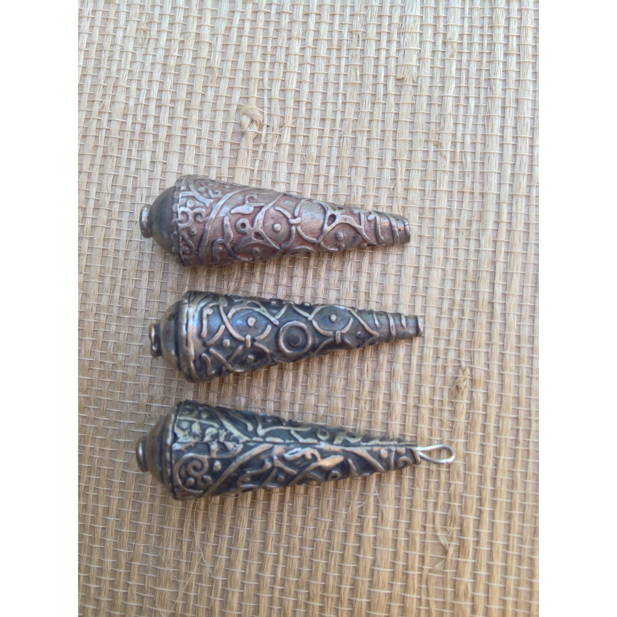 Reserved: Set of 3 Yemeni Silver Cone Beads and Pendant for Necklace Design - Rita Okrent Collection  (P668)