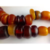 Super Nice Graduated Mixed Orange, Brown and Yellow Faux Amber Beads, Strand, Morocco - AT0679