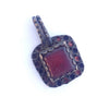 Antique Enameled Silver and Old Glass Pendant, Morocco - P613