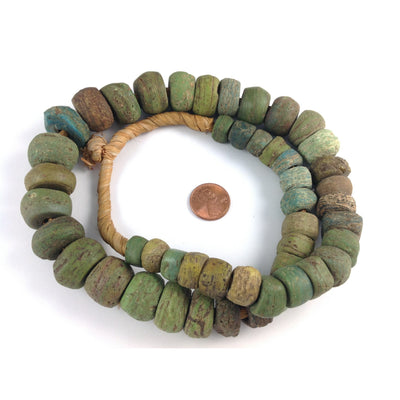 African Antique Green Hebron Kano Beads, Sudan - Rita Okrent Collection (AT0608w)