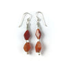 Antique Carnelian Tabular Diamond Shaped Beads with Sterling Silver Ear Wires - Rita Okrent Collection (E348)