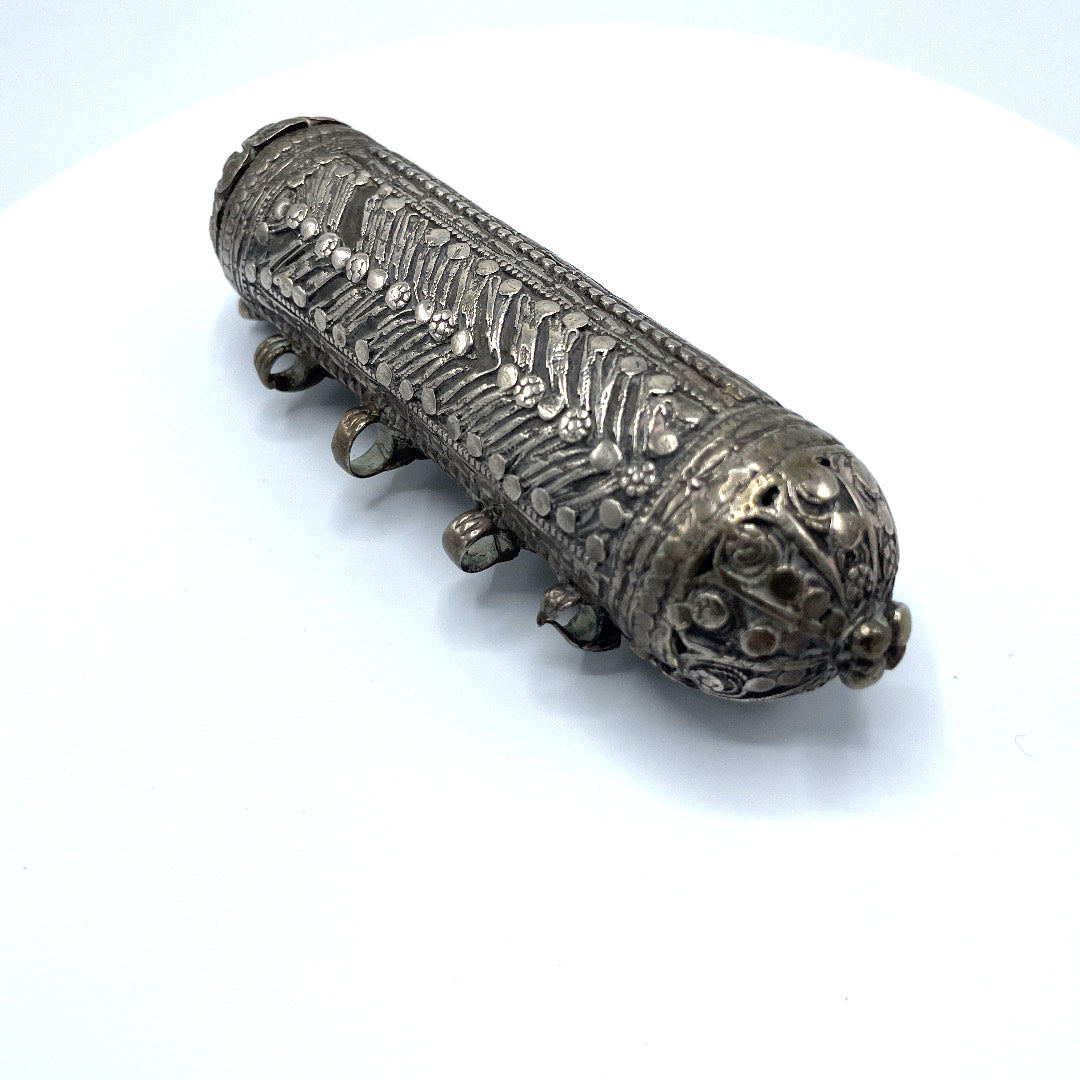 Large Decorated Silver Hirz Prayer Amulet from Yemen - Rita Okrent Collection (P757b)