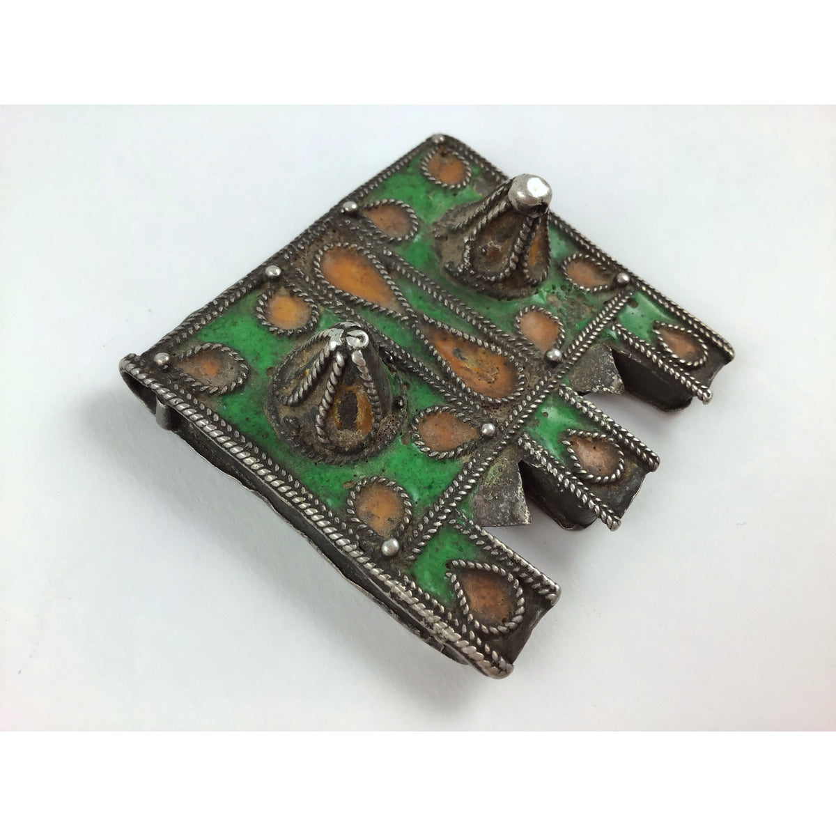 Enameled Berber Silver Protective Hirz Box Amulet, Morocco - Rita Okrent Collection (P705)