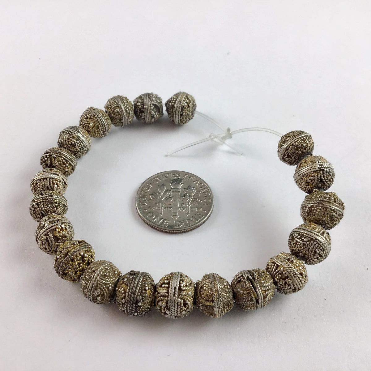 Group of 20 Favorite Antique Handmade Small Gilded Silver Granulated Mauritanian Beads - Rita Okrent Collection (C465sg-2)