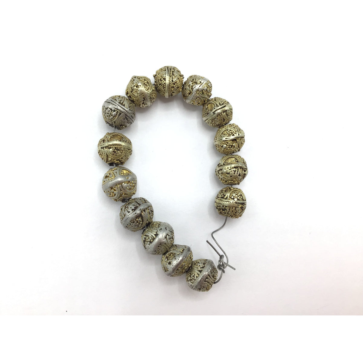 Mix of 14 Lovely Well Worn Gold Washed and Silver Favorite Mauritanian Granulated Silver Beads - Rita Okrent Collection (C496)