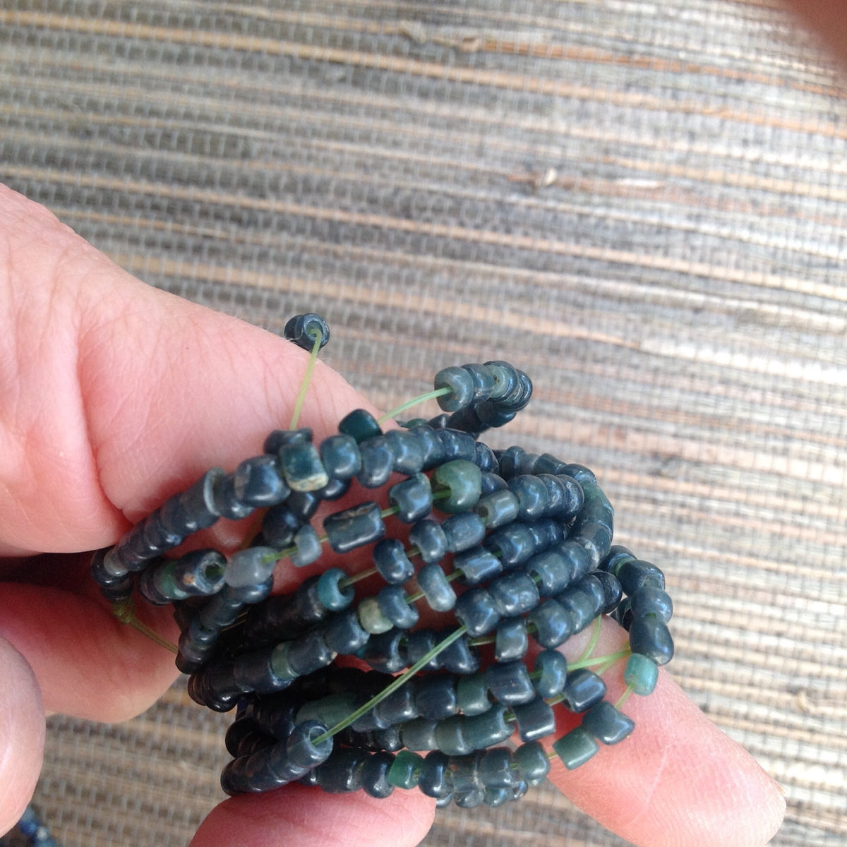 Small translucent Smooth Blue Green Nila Beads, Strand, Mali - AT0075