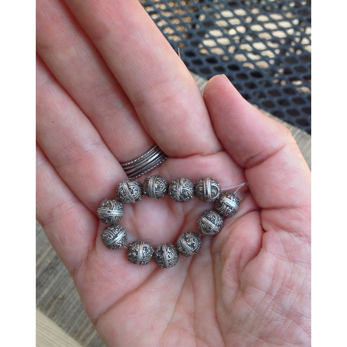 Favorite Antique Silver and Gilded Silver Granulated Mauritanian Beads - Rita Okrent Collection (C465e)