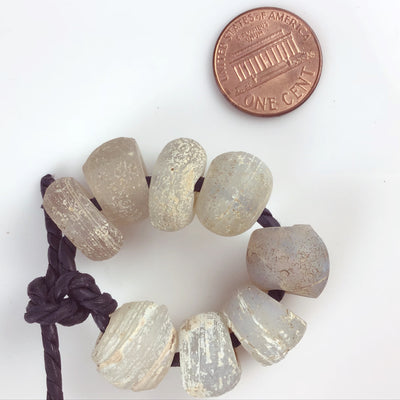 8 Rare Medium Antique Opalescent Dutch Moon Beads - Rita Okrent Collection (ANT330b)