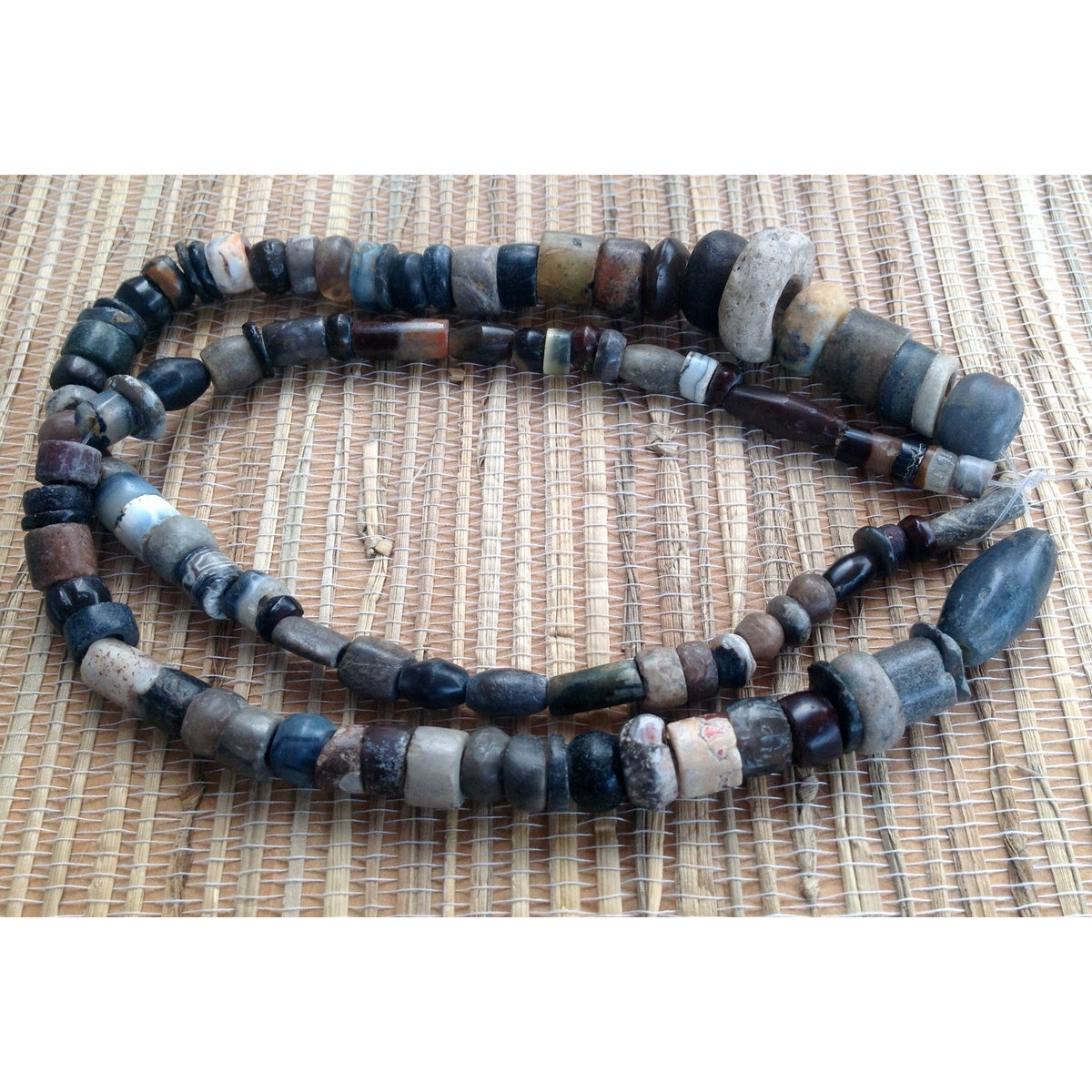 Rare Black, White and Gray Neolithic-Period Agate Beads, Mauritania - Rita Okrent Collection (S321j)