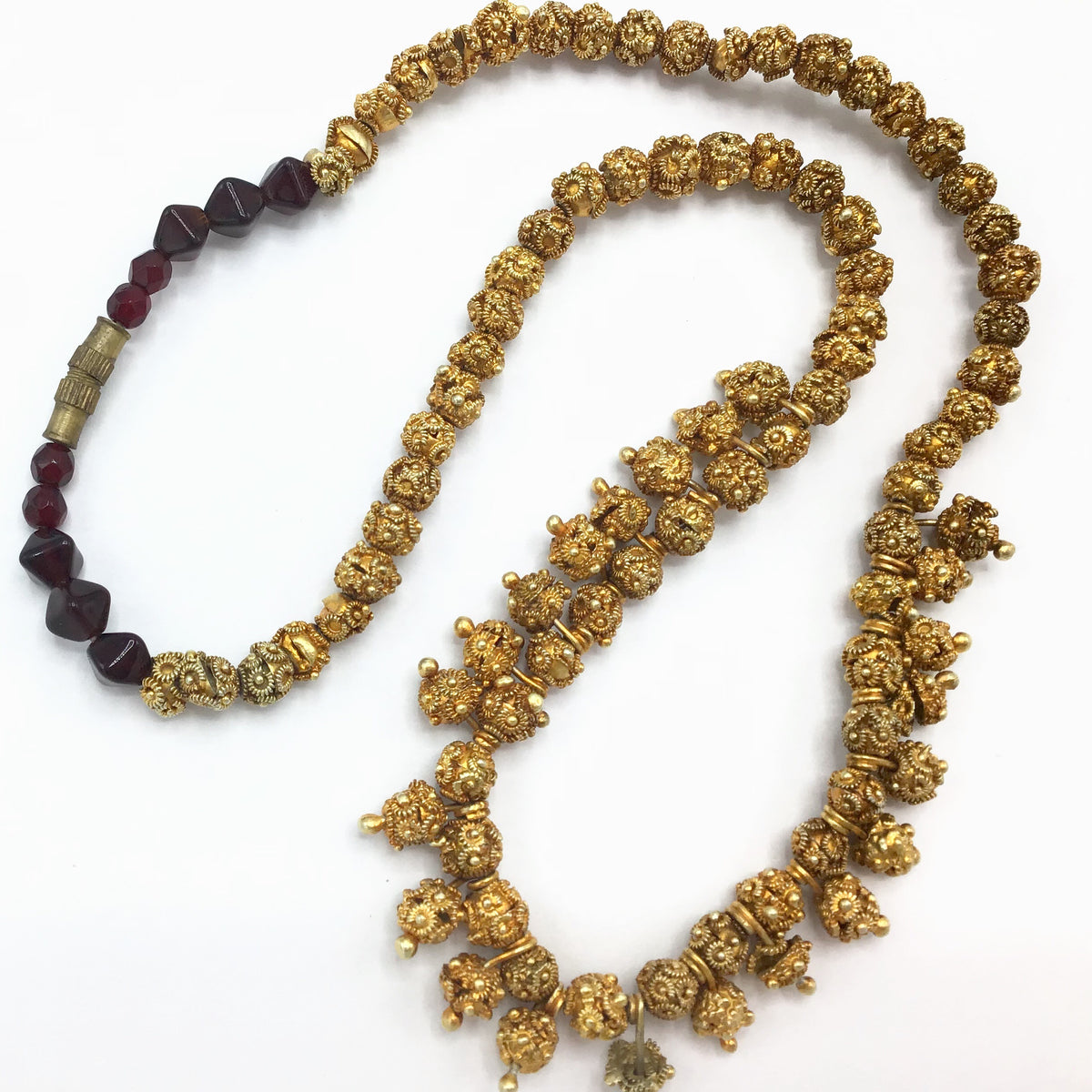 Traditional Mauritanian Gilded Granulated Silver Beaded Bridal Necklace - Rita Okrent Collection (NE320)