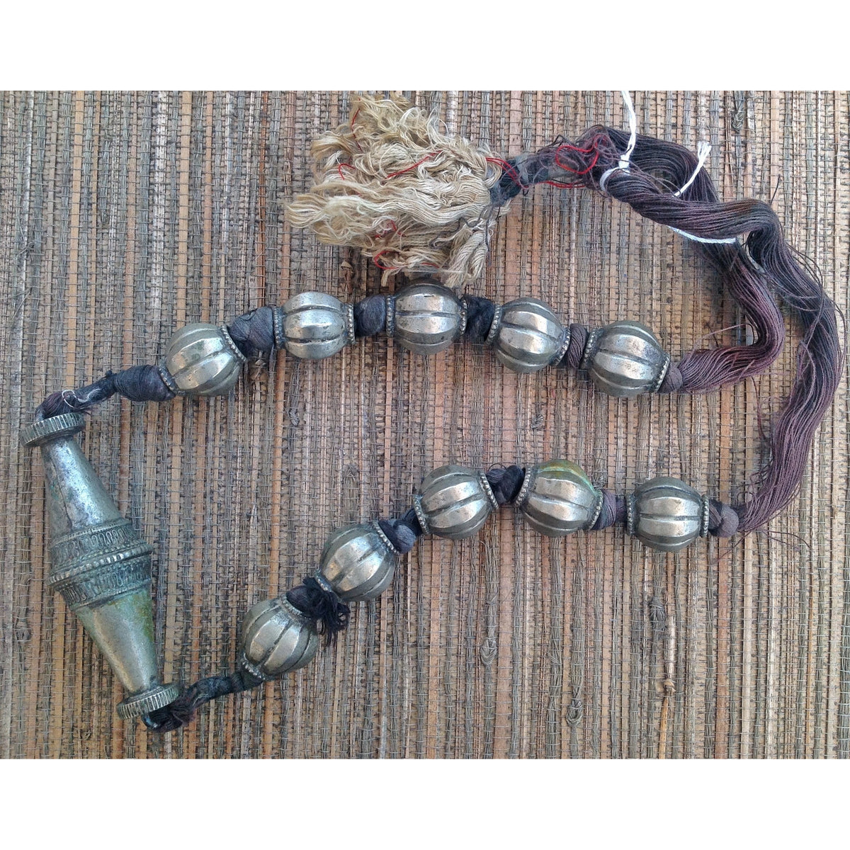 Old Nepalese Tribal Silver Necklace with Bicone Focal Bead - ANT304