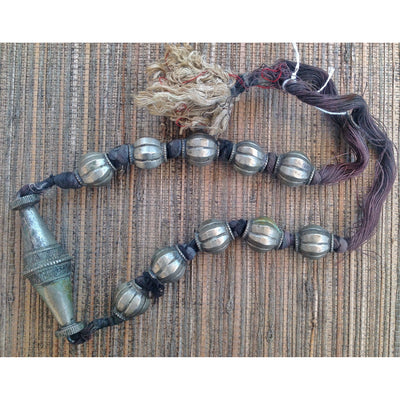 Old Nepalese Tribal Silver Necklace with Bicone Focal Bead - ANT304