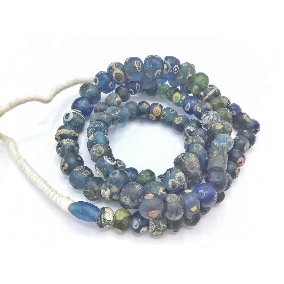 Gorgeous Long Strand of Blue Glass Islamic Eye Beads from Mauritania - Rita Okrent Collection (AG224)