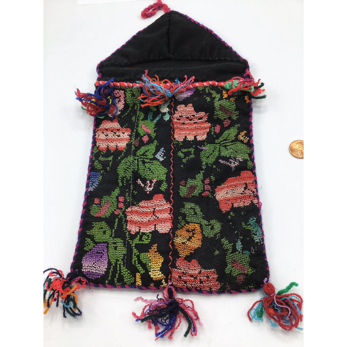 Traditional Bedouin Hand Embroidered Purse or Jewelry Bag, with Tassles - Rita Okrent Collection (AA286)