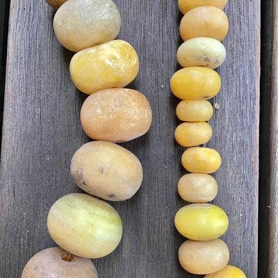 Pale Yellow Large Faux Amber Beads, Vintage, Africa - Rita Okrent Collection (AT0478)