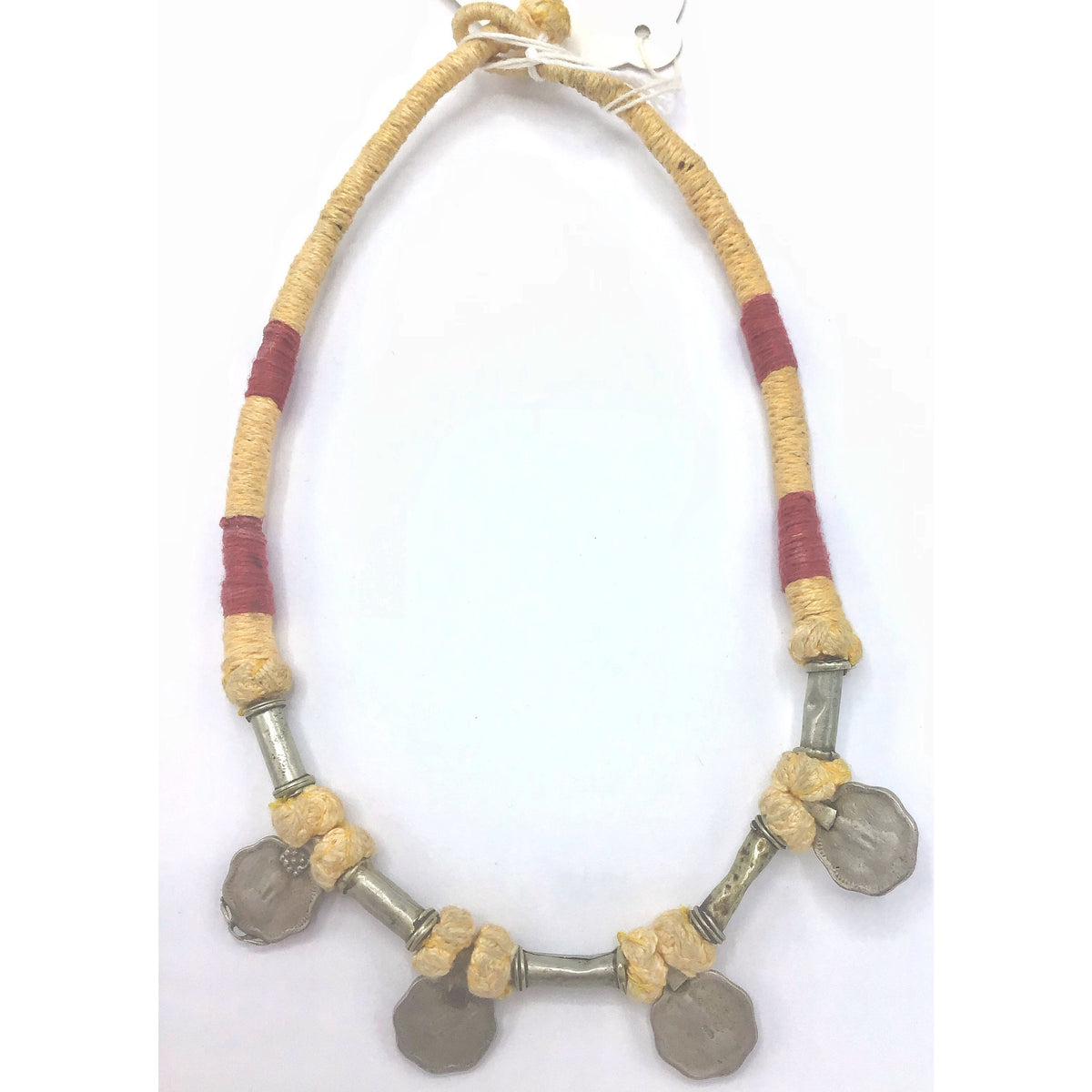 Vintage Thread Wrapped Necklaces with Rupee Coins and Pipe Beads, India - RIta Okrent Collection (P601)