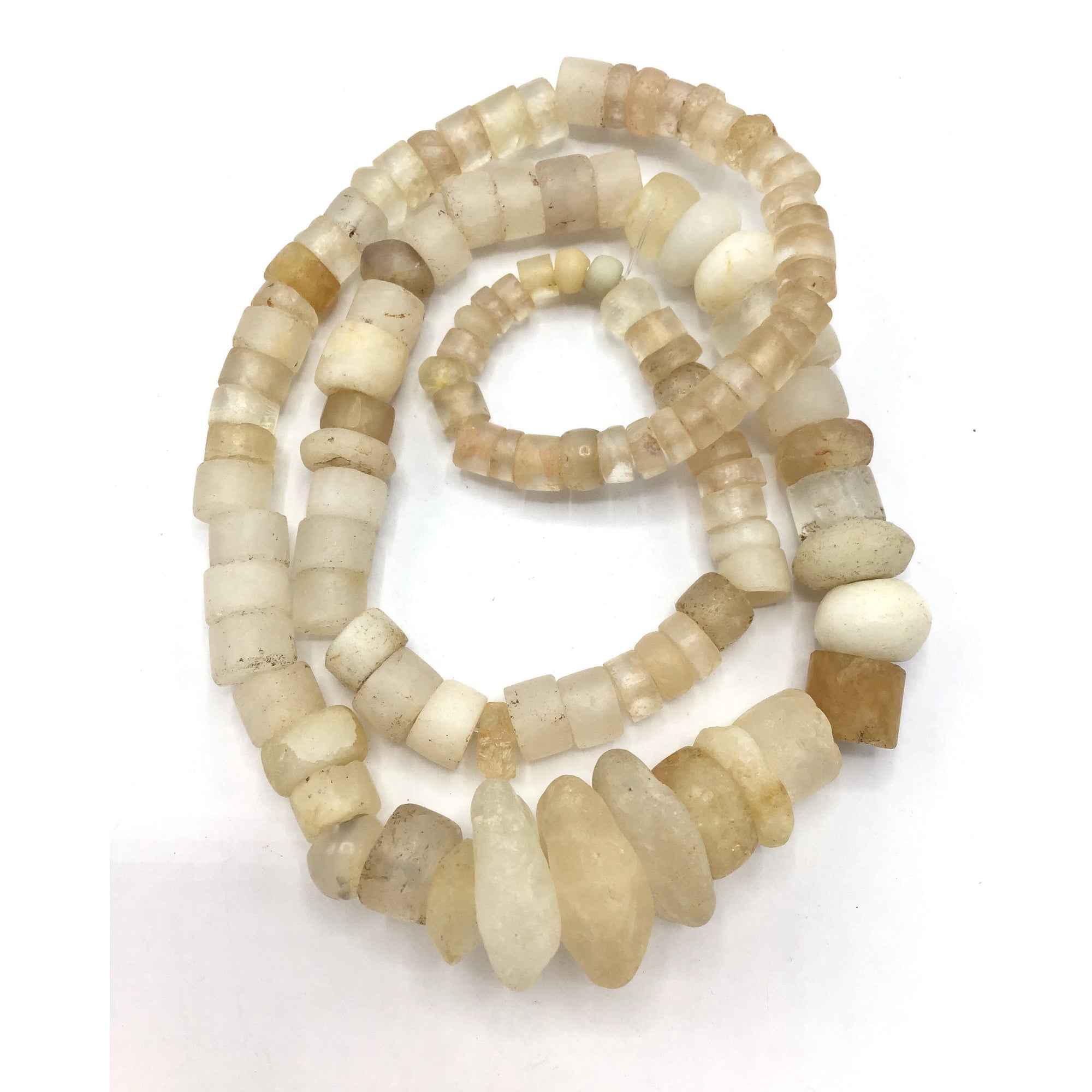 Ancient Carved Translucent Rock Crystal and Mixed Quartz Beads from Mali - Rita  Okrent Collection (S291m) - Rita Okrent Collection