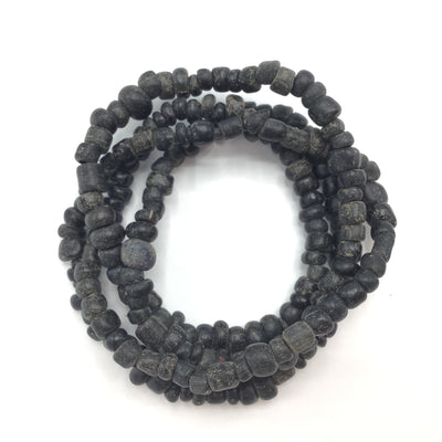 Rare Antique Small Black Glass Indo-Pacific Trade Wind or Nila Beads, Gao, Mali - Rita Okrent Collection (AT0681)