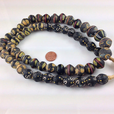 Black and Yellow King beads, African Trade - Rita Okrent Collection (AT011)