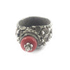 Big Old Granulated Silver Yemeni Tower Ring with Glass Setting - Rita Okrent Collection (BR103)