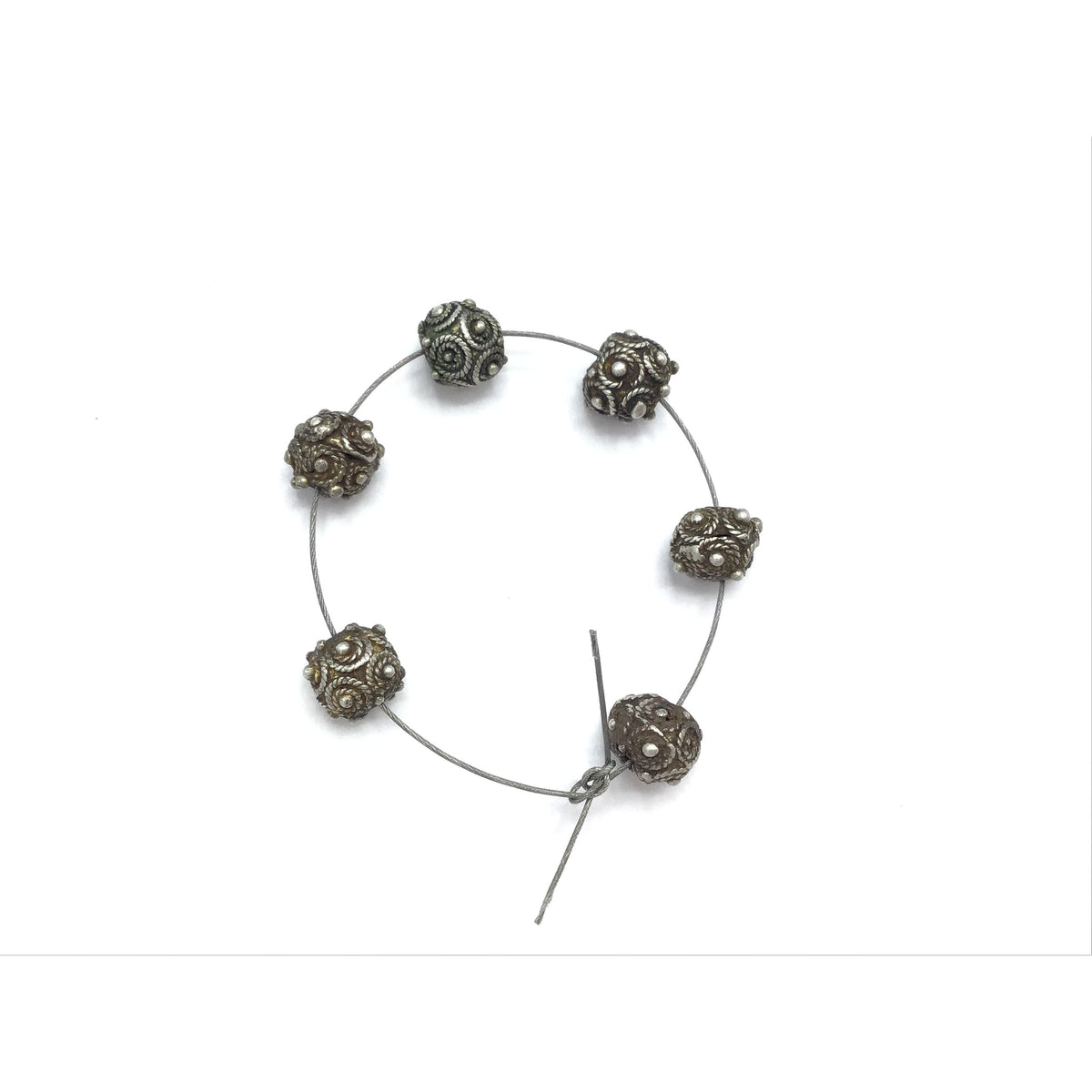Matched Old Silver Mauritanian Beads, Group of 6 - Rita Okrent Collection (C448a)