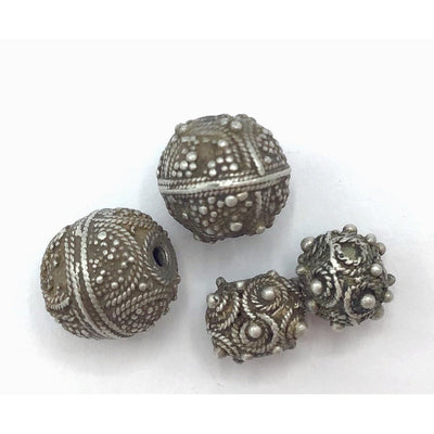 Sample of 4 Small Mauritanian Beads, Two Styles, in Silver or Gilded Silver - Rita Okrent Collection (C466)