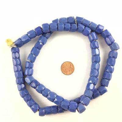 Faceted Blue Molded Matched Russian Blue Beads, Old, African Trade - Rita Okrent Collection (AT1473)