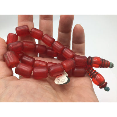 Vintage Red Tesbih Prayer Beads, North Africa - Rita Okrent Collection (AT0861)