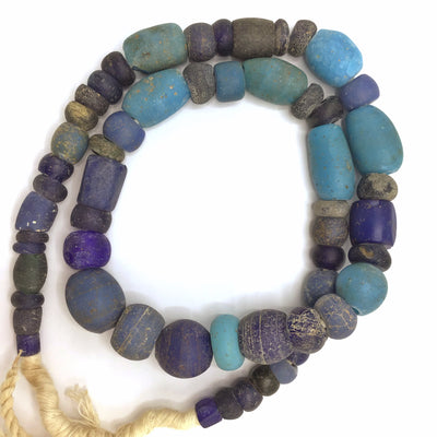 European and Dutch Dogon Mixed Blue Glass Antique Trade Beads - Rita Okrent Collection (ANT329)