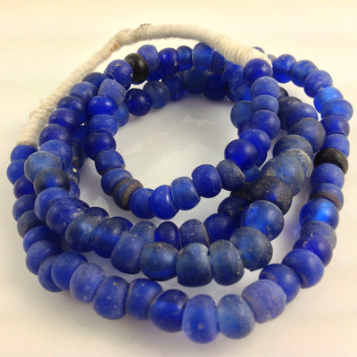 Rich Blue Antique Dutch Glass Beads, Strand - ANT403