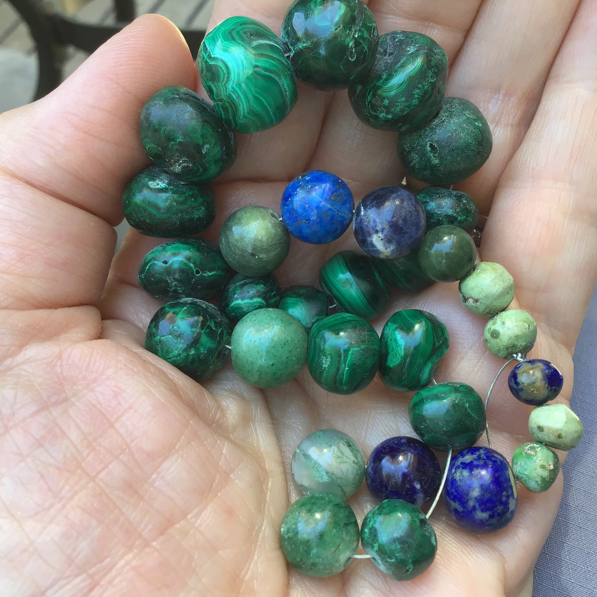 Mix of Round Malachite and Lapis Beads - Rita Okrent Collection (S232b)