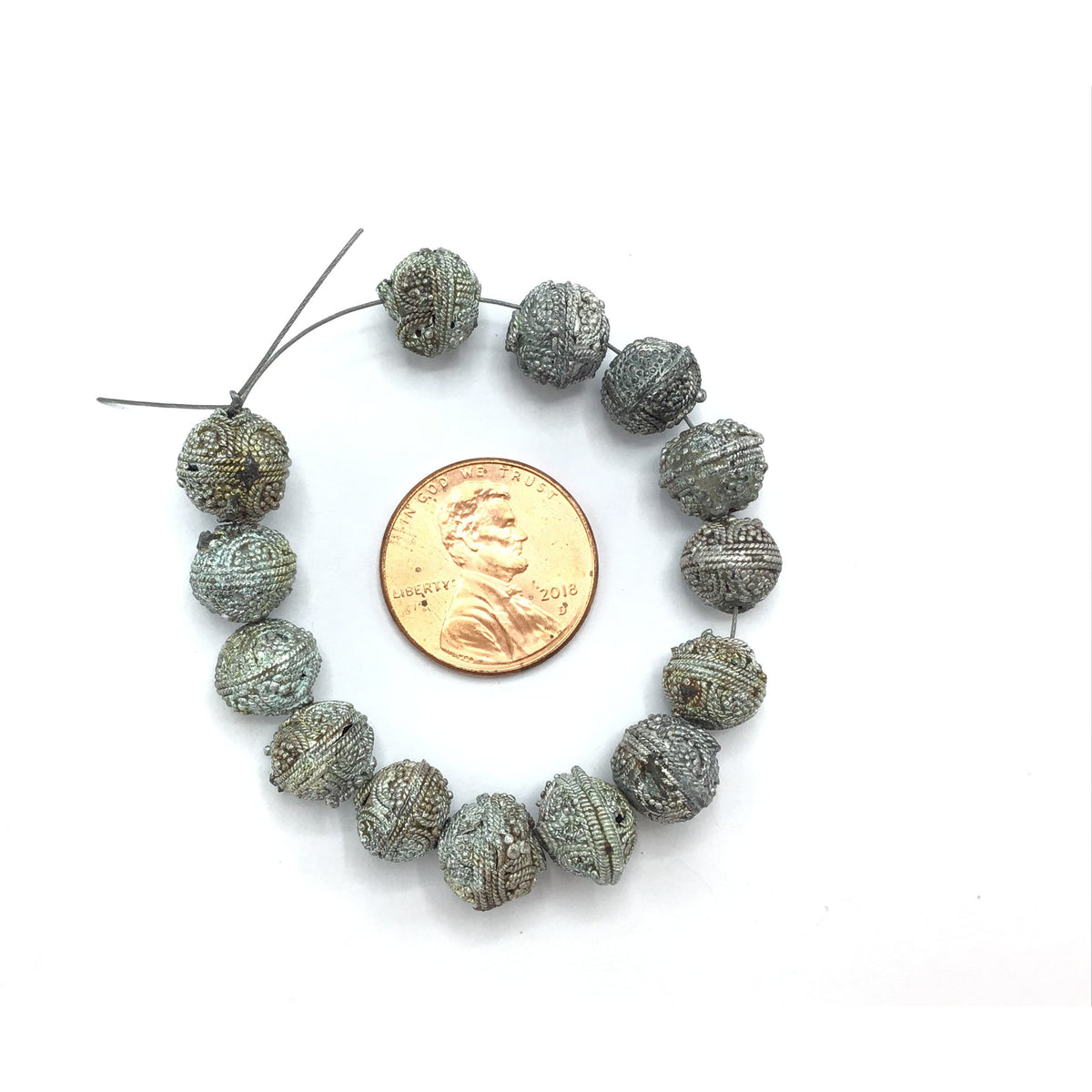 Lower Silver Granulated  Mauritanian beads, Group of 14 - Rita Okrent Collection (C495)