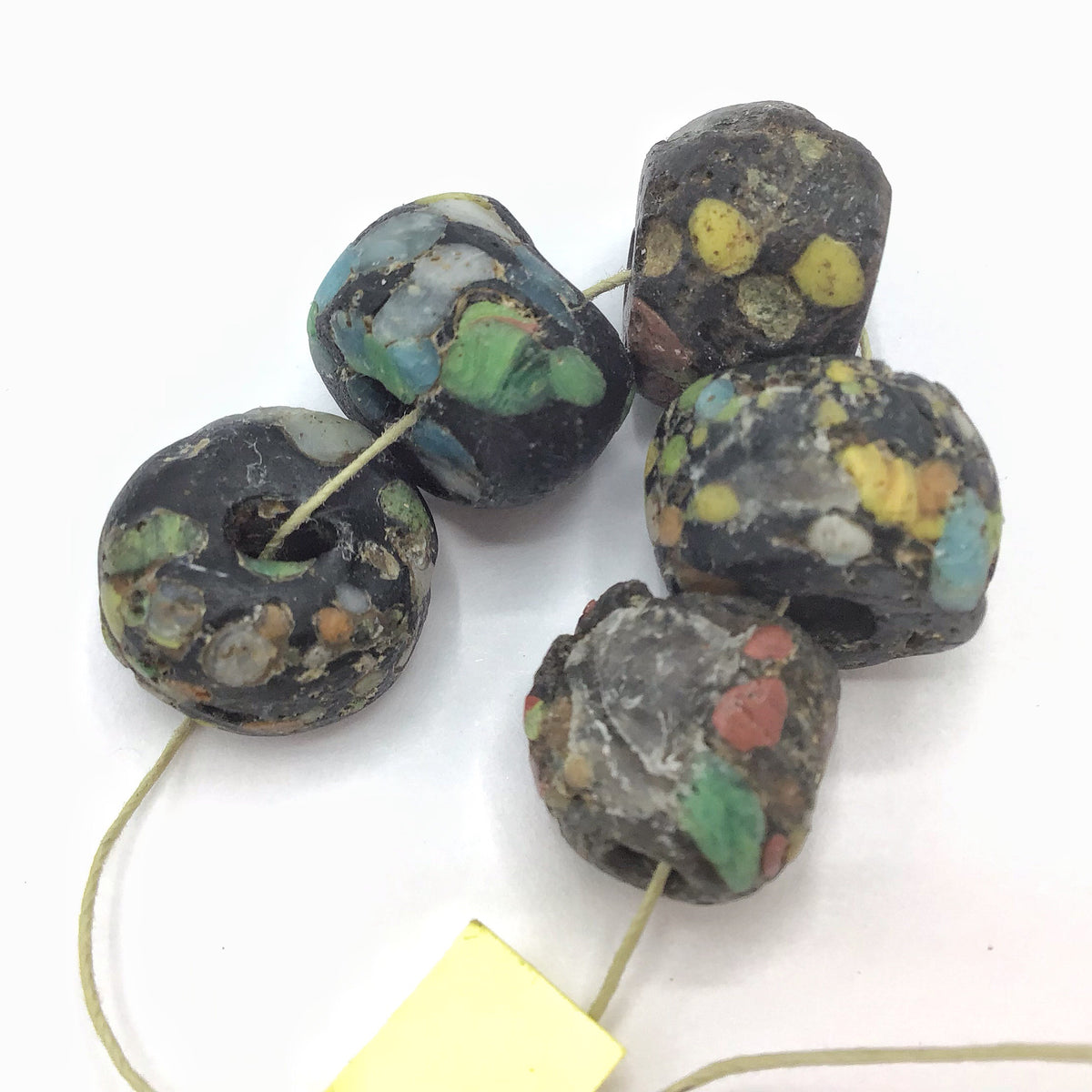 Rare African Antique Black Speckled Hebron Beads, Sudan - Rita Okrent Collection (AT0608g)