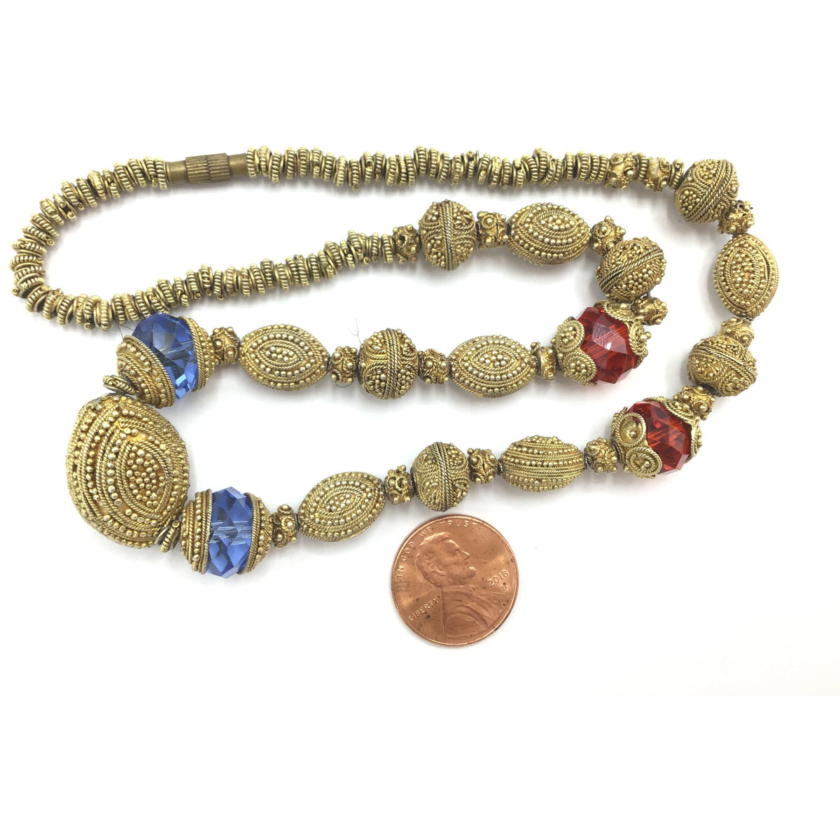 Vintage Gilt Granulated Silver Traditional Beaded Bridal Necklace from Mauritania - Rita Okrent Collection (NE316)
