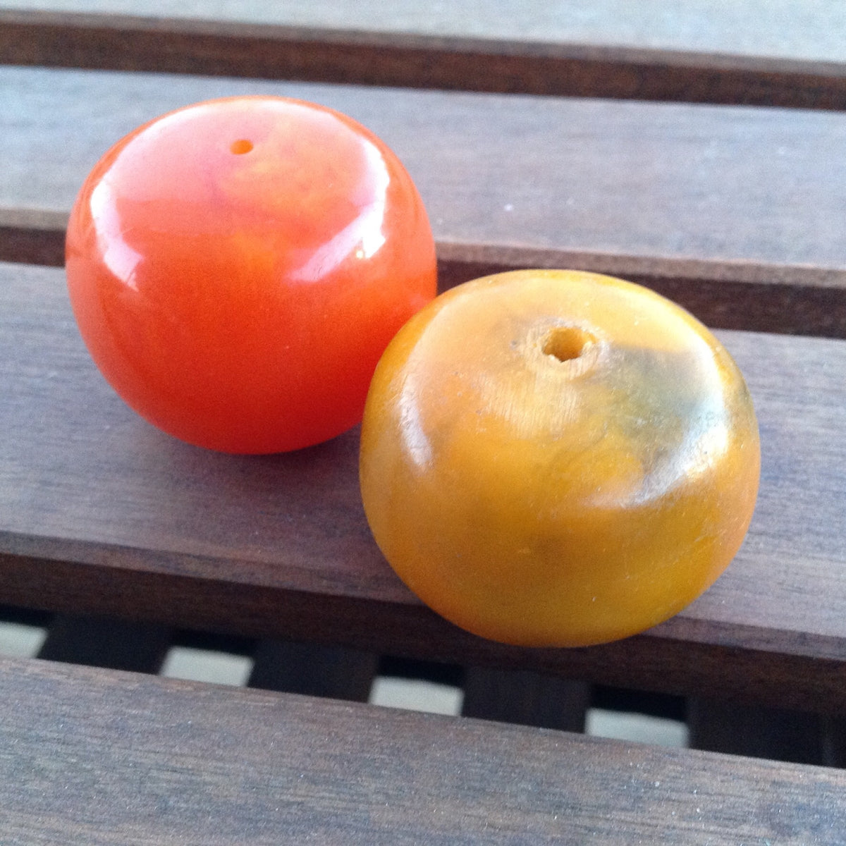 Faux Moroccan Amber Focal Beads in Orange and Yellow - Rita Okrent  Collection (NP037)