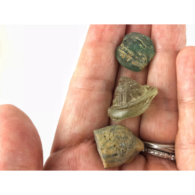 Group of 8 Ancient Mosaic Shards and Other Glass Pieces from Egypt - Rita Okrent Collection (P329c)