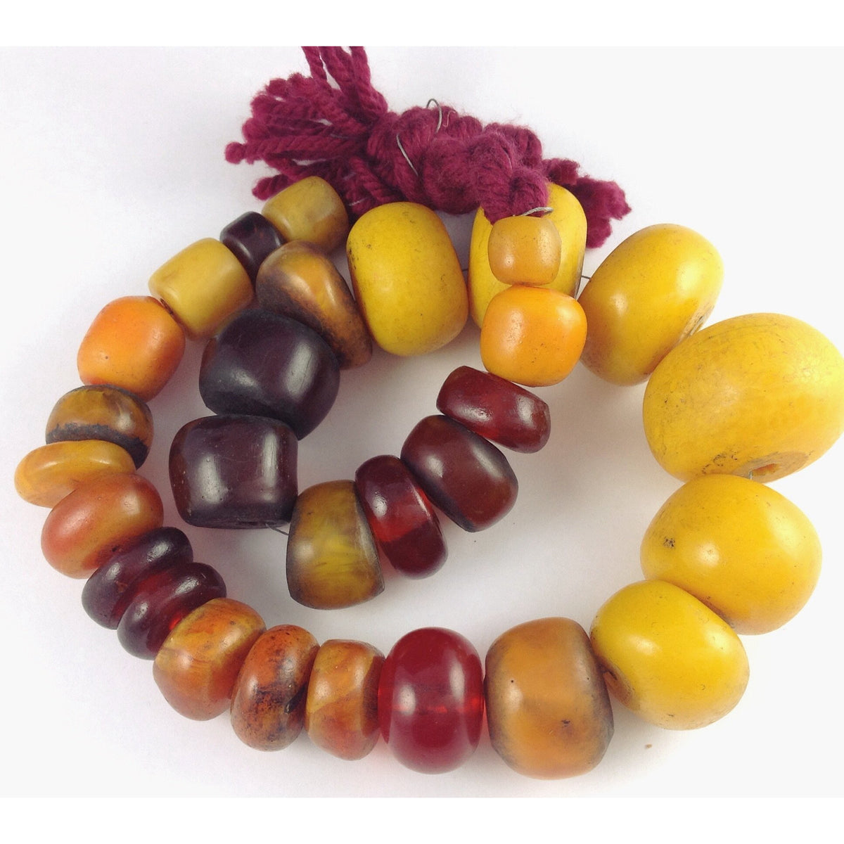 Super Nice Graduated Mixed Orange, Brown and Yellow Faux Amber Beads, Strand, Morocco - AT0679
