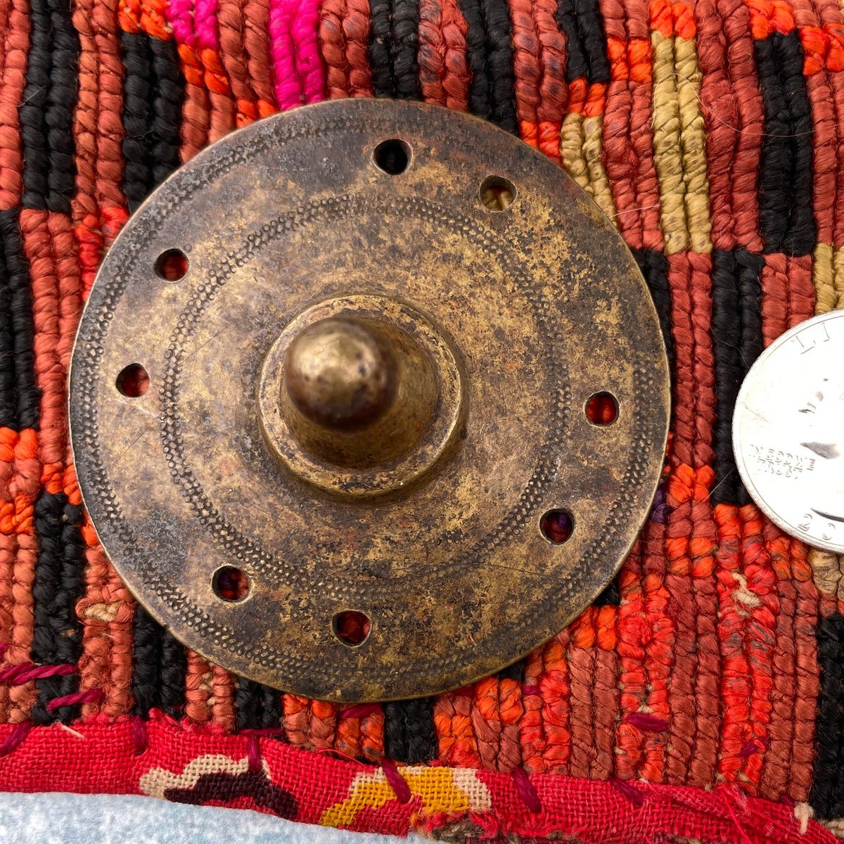 Ethiopian Dark Bronze Shield Pendant, Nice Patina - Rita Okrent Collection (P278)