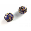 Deep Blue Large Java Glass Beads Hand Decorated with Venetian Chevron Bead Fragments - Rita Okrent Collection (C458)