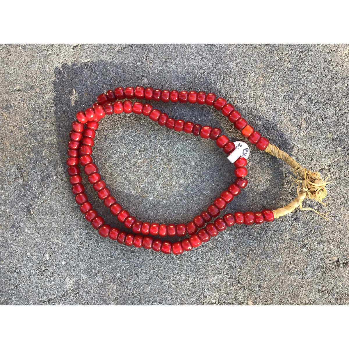 Vintage Red Glass White Heart Beads from the African Trade - Rita Okrent Collection (AT0223b)