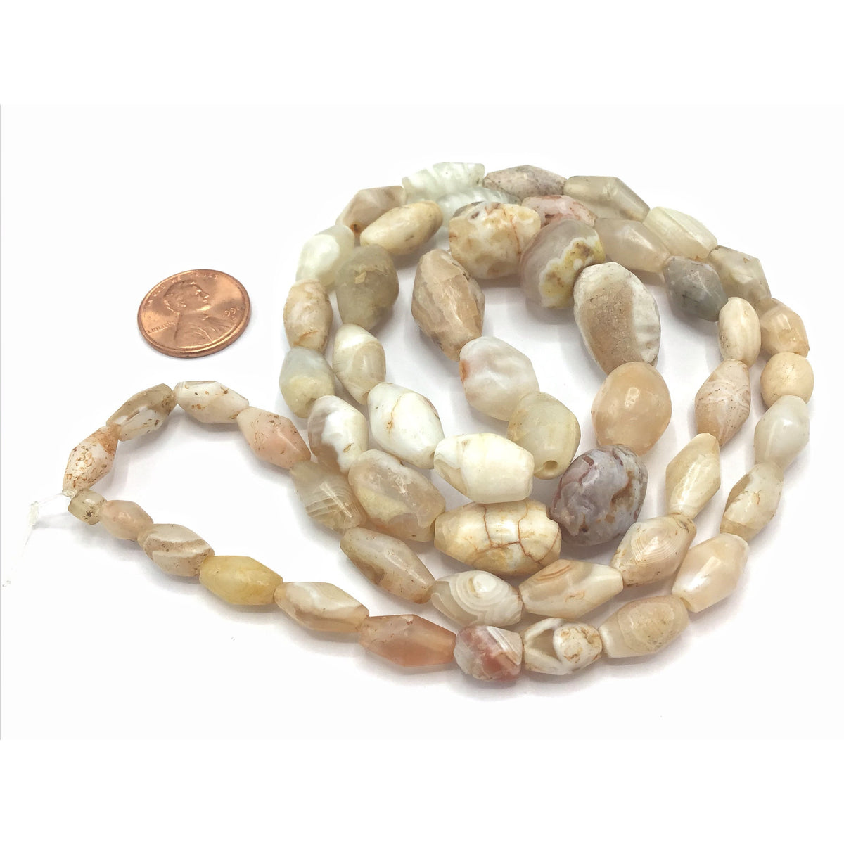 Strand of Mixed Antique Carved Stone Beads, Mali - Rita Okrent Collection (S343)