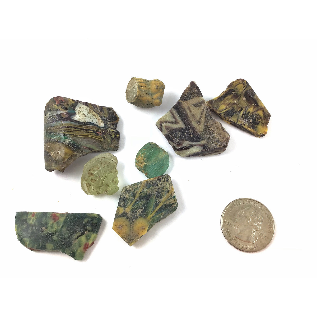 Group of 8 Ancient Mosaic Shards and Other Glass Pieces from Egypt - Rita Okrent Collection (P329c)