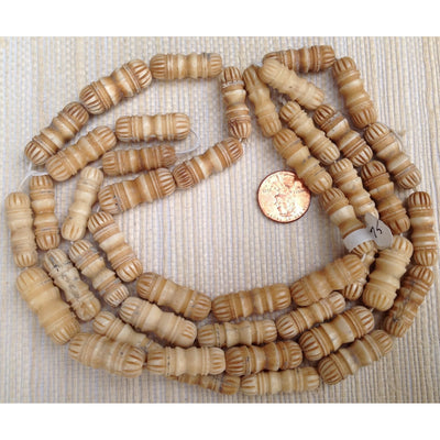 Lovely Hand-Carved Antique Bone Beads from the African Trade, Strand - AT01559