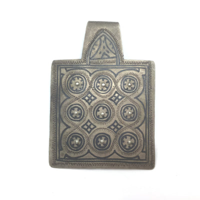 Vintage Niello and Silver Square Shaped Berber Amulet from Morocco -  Rita Okrent Collection (P657)