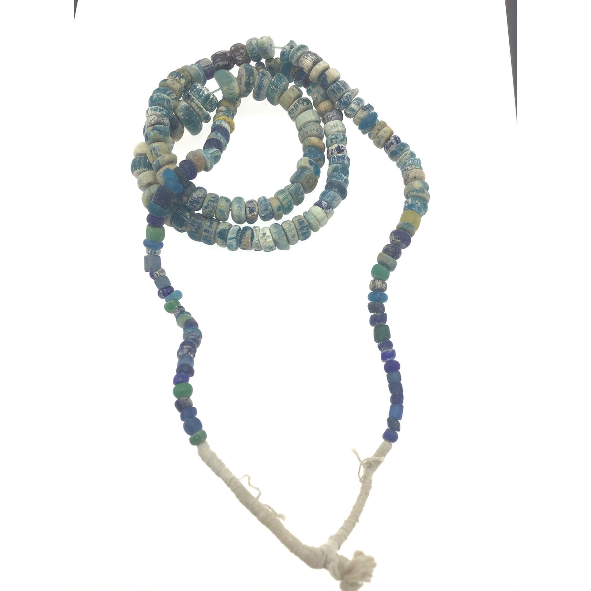 Mixed Graduated Teal Blue Faded Excavated Ancient Glass Medium Sized Nila Beads, Mali - AT0629