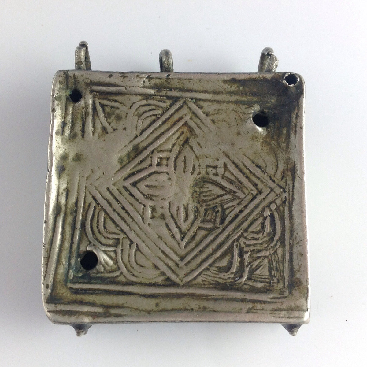 Square Silver Kitab Box Pendant from Algeria - P618